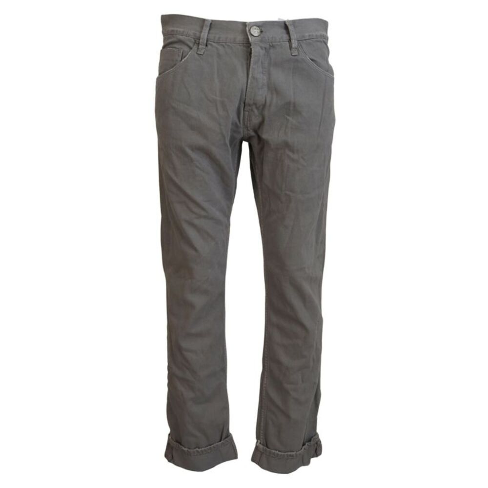 Acht Gray Cotton Straight Fit Folded Hem Casual Denim Men's Jeans